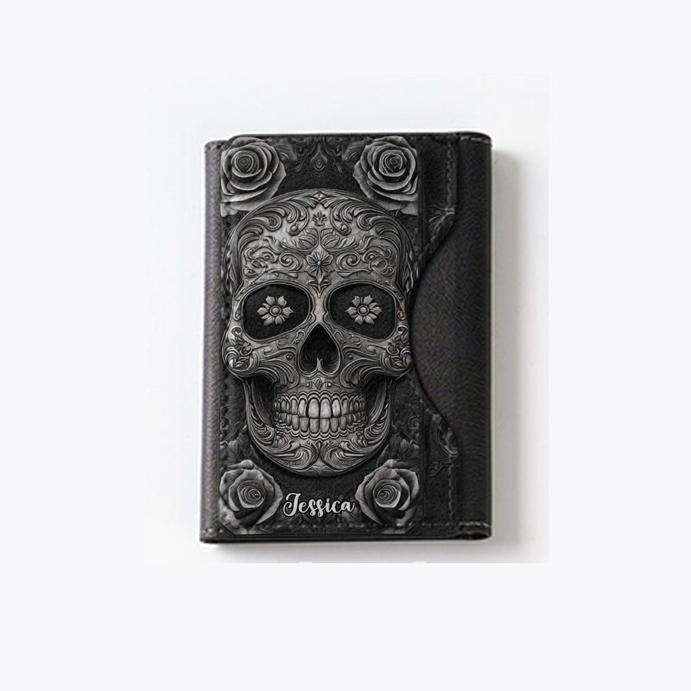 Skull And Roses - Personalized Skull Magsafe Wallet