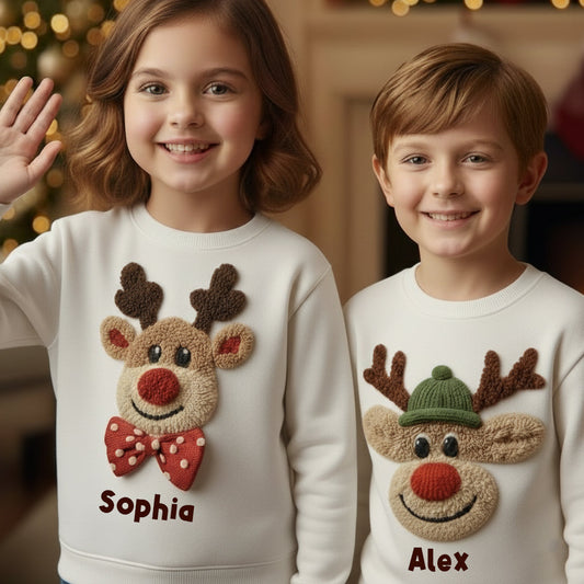 Reindeer Sweatshirt - Personalized Kid T-shirt And Hoodie