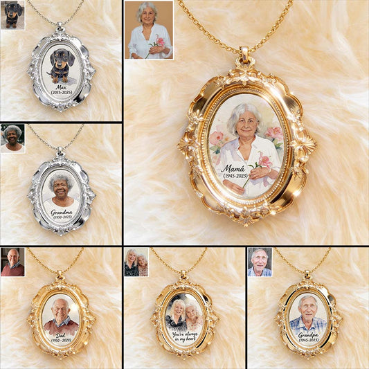 Memorial Gift Idea - Personalized Memorial Shaped Metal Pendant Necklace