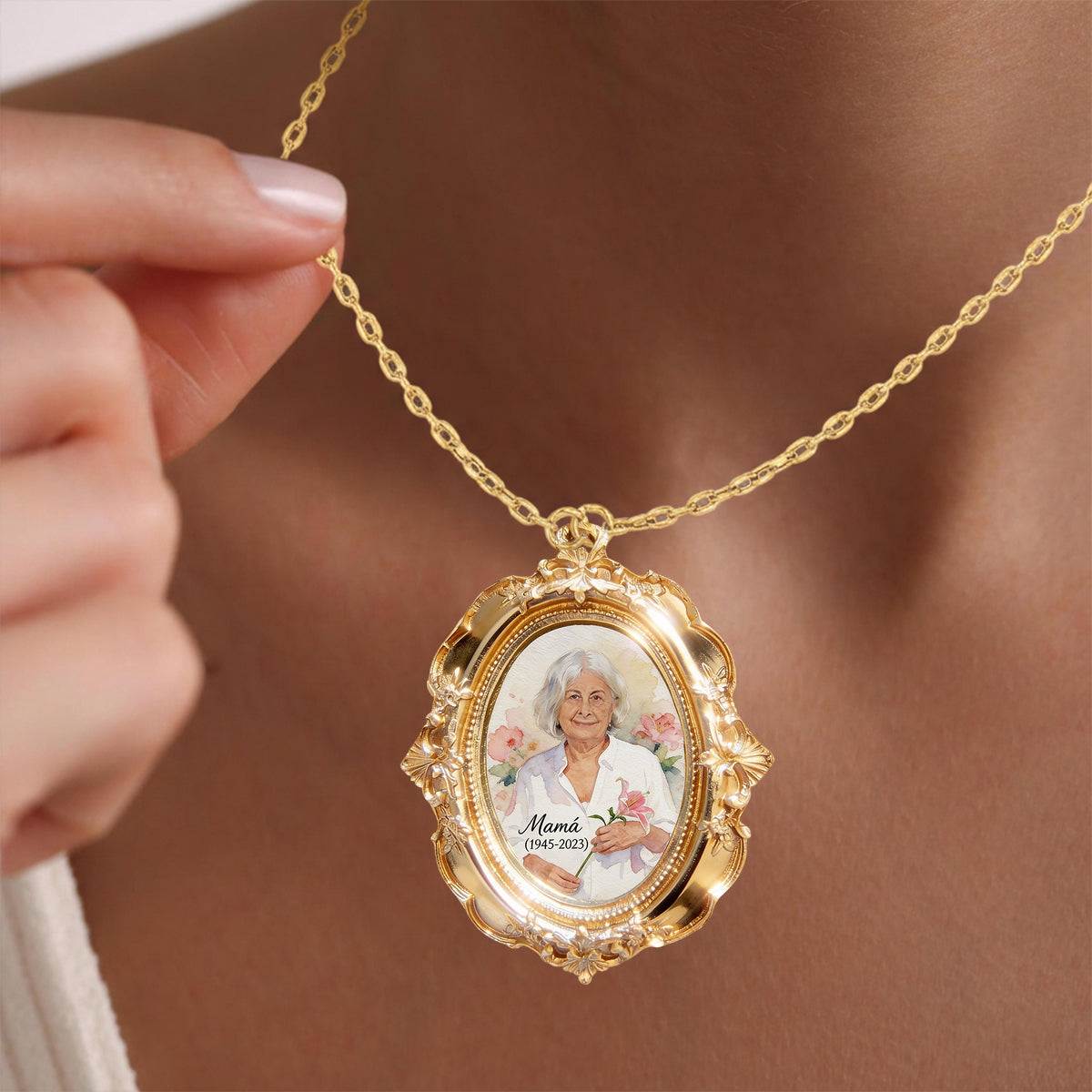 Memorial Gift Idea - Personalized Memorial Shaped Metal Pendant Necklace