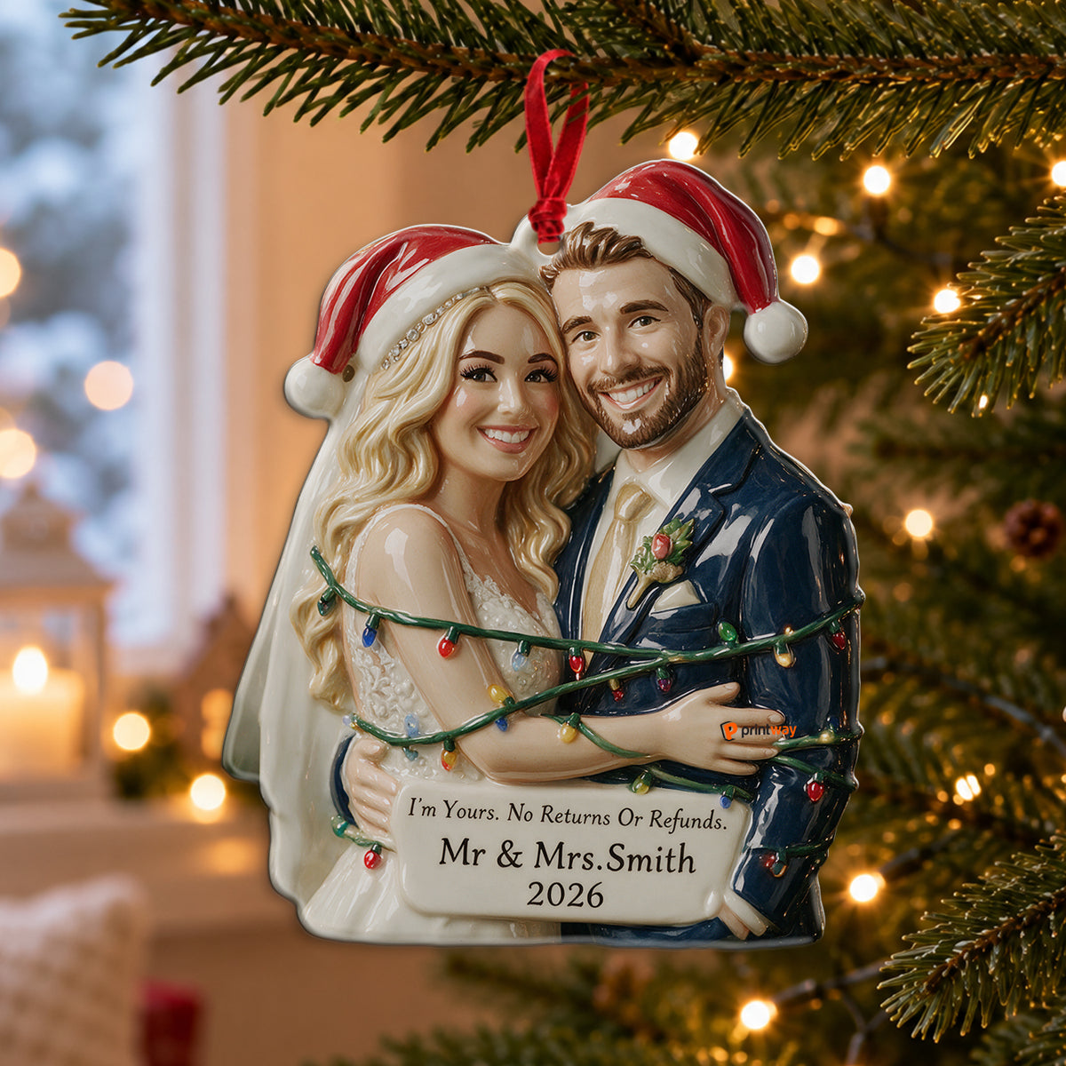 I'm Yours - Personalized Couple Custom Shape Ceramic Ornament