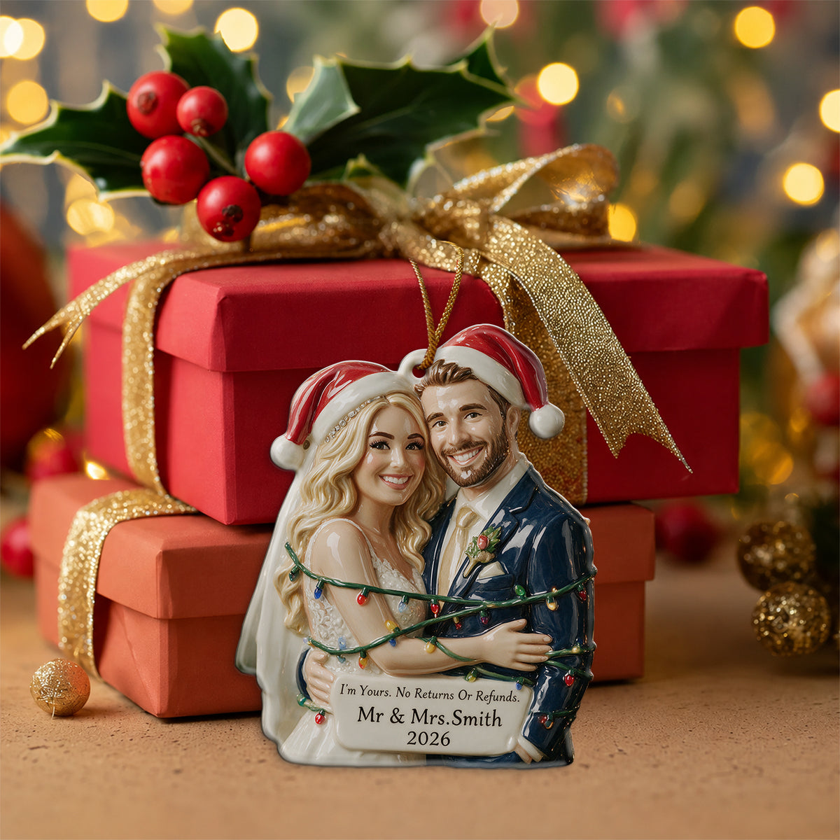 I'm Yours - Personalized Couple Custom Shape Ceramic Ornament
