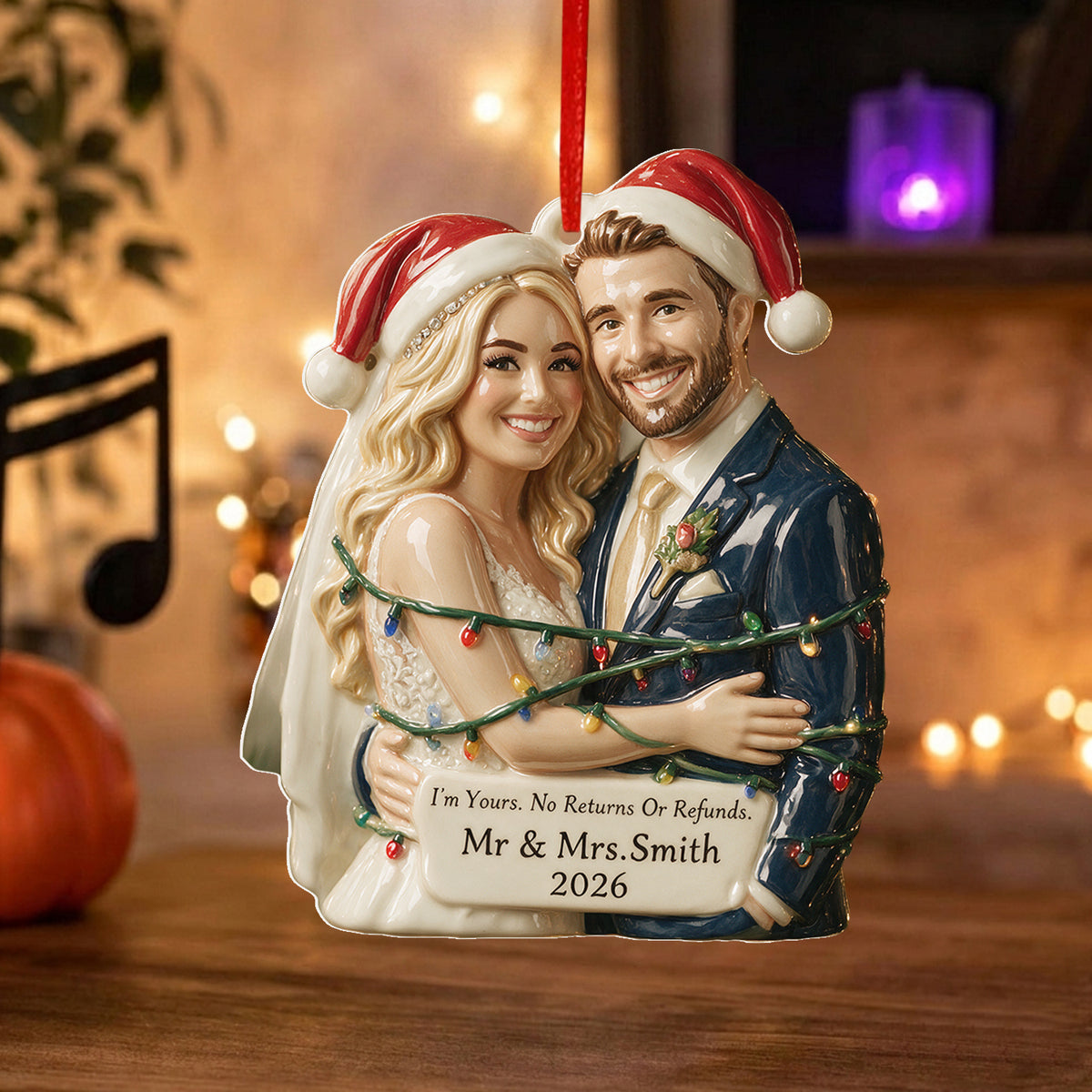I'm Yours - Personalized Couple Custom Shape Ceramic Ornament