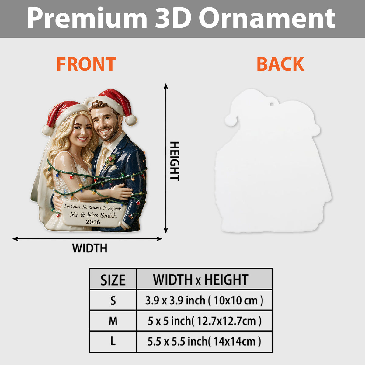 I'm Yours - Personalized Couple Custom Shape Ceramic Ornament