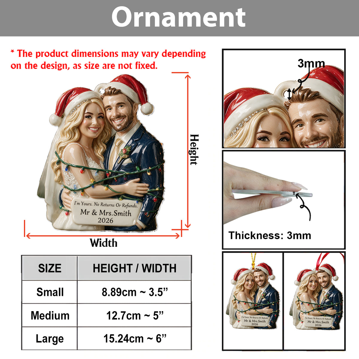 I'm Yours - Personalized Couple Custom Shape Ceramic Ornament