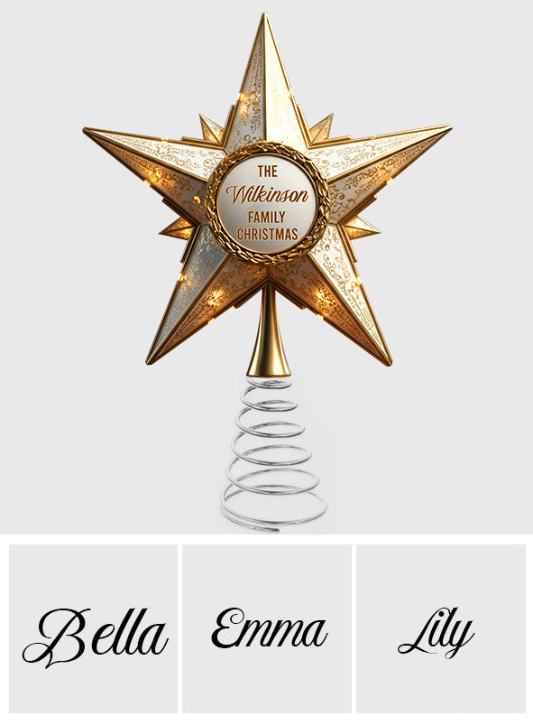 Shiny Christmas Tree Top Star - Personalized Family LED Light Tree Topper