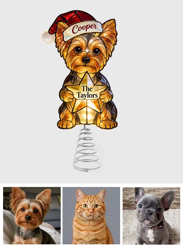 Merry Christmas - Personalized Dog LED Light Tree Topper