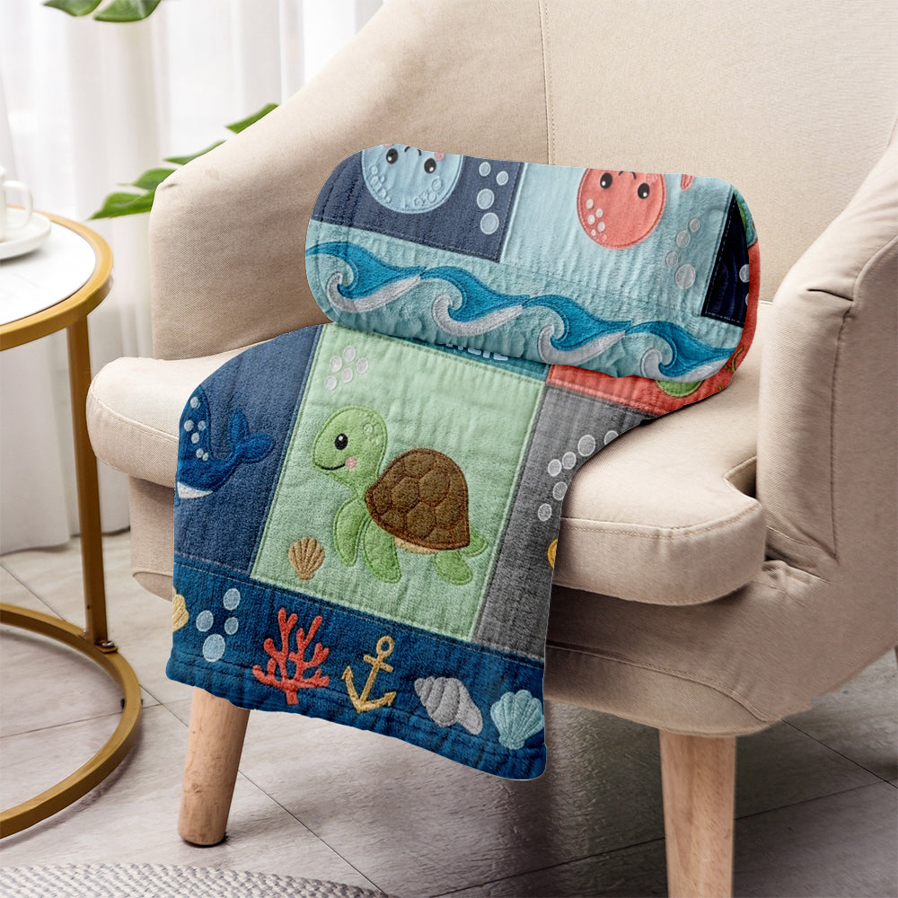 Cute Sea World - Personalized Kid Blanket