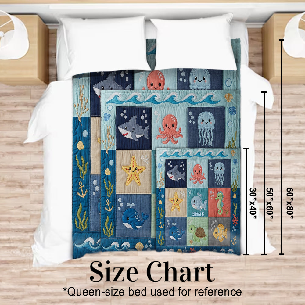 Cute Sea World - Personalized Kid Blanket