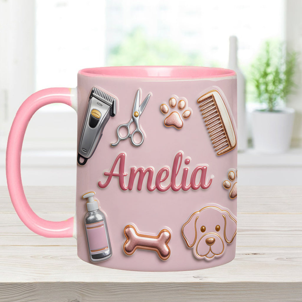 Toiletteur pour chiens - Mug et sous-verre personnalisés « Toiletteur pour chiens »