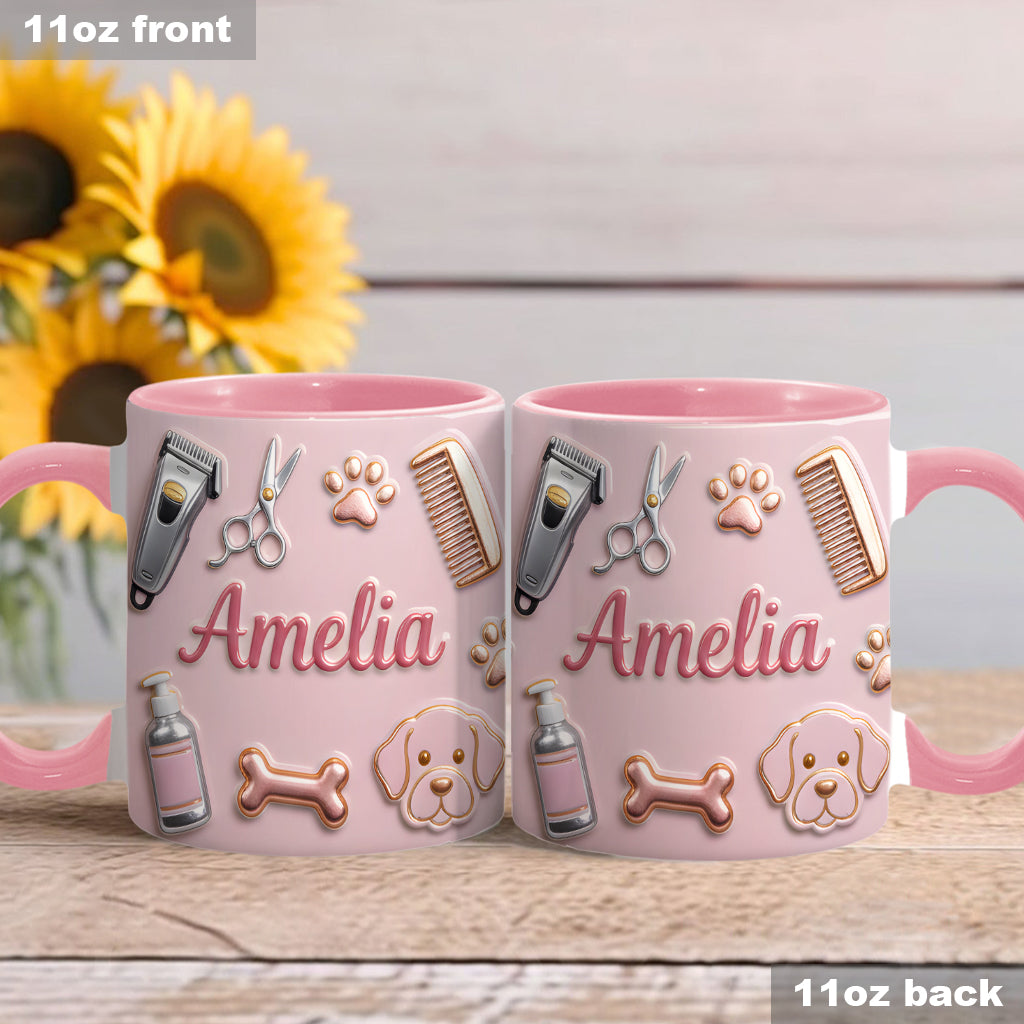 Toiletteur pour chiens - Mug et sous-verre personnalisés « Toiletteur pour chiens »