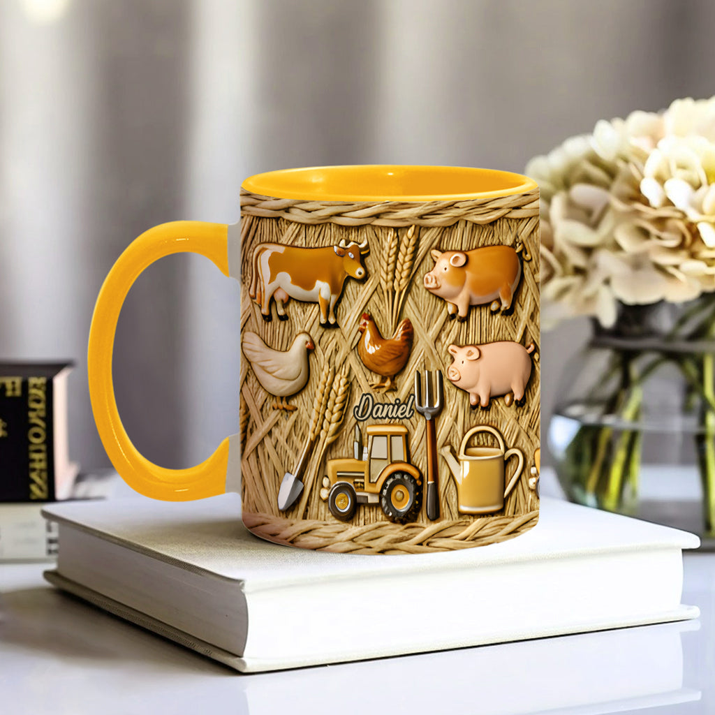Gift For Farmers - Personalized Farmer Accent Mug