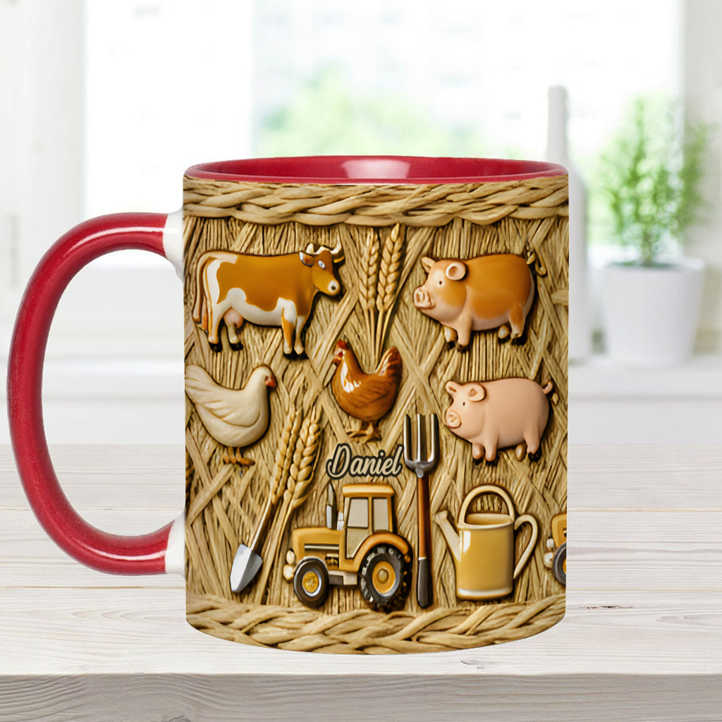 Gift For Farmers - Personalized Farmer Accent Mug