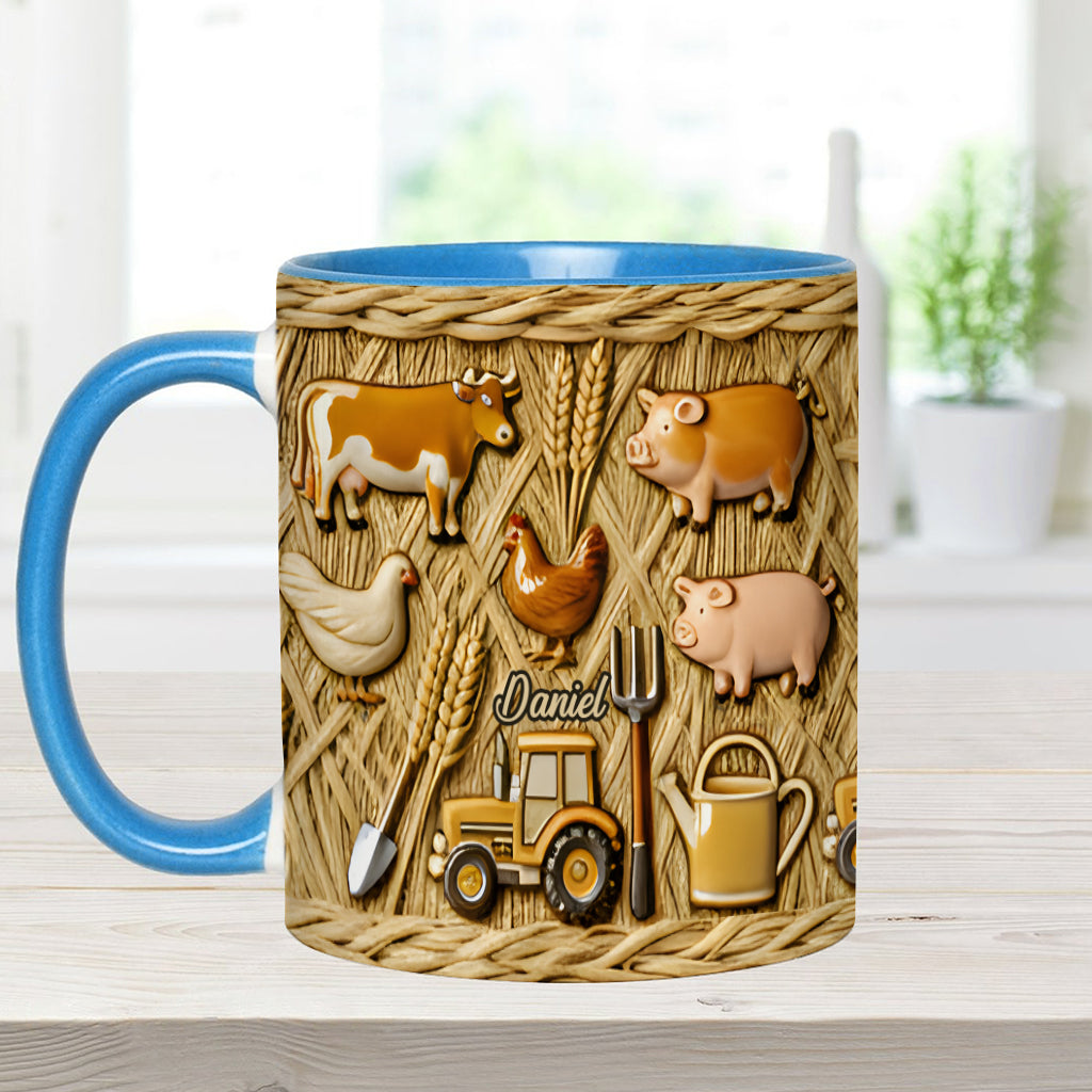 Gift For Farmers - Personalized Farmer Accent Mug