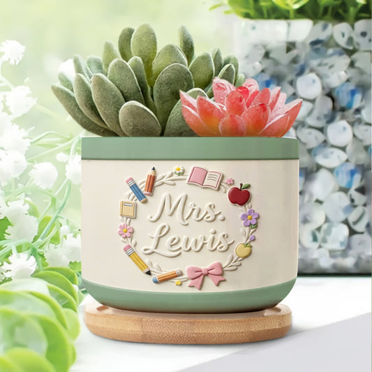 Lehrergeschenke - Personalisierter Keramik-Blumentopf für Lehrer