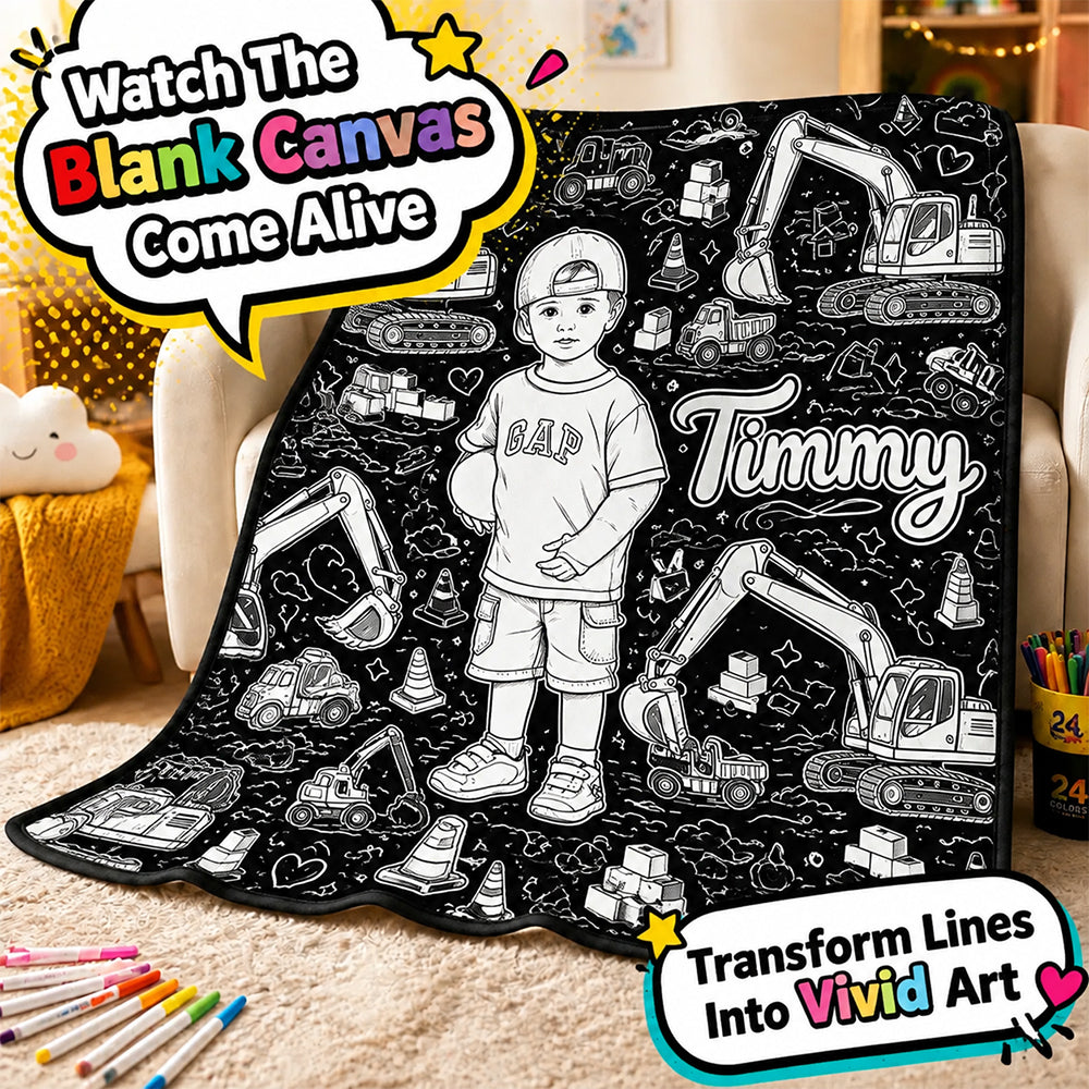 Fun Coloring Blanket For Kids, Custom Any Theme, Any Photo - Personalized Kid Blanket
