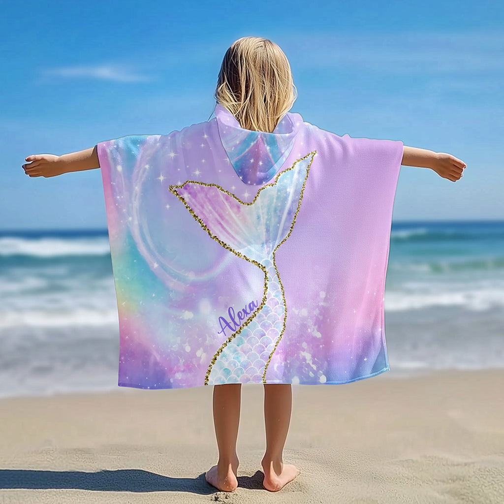 Gift For Girl Kid, Mermaid Loving Kid - Personalized Kid Kid Hooded Towel Poncho