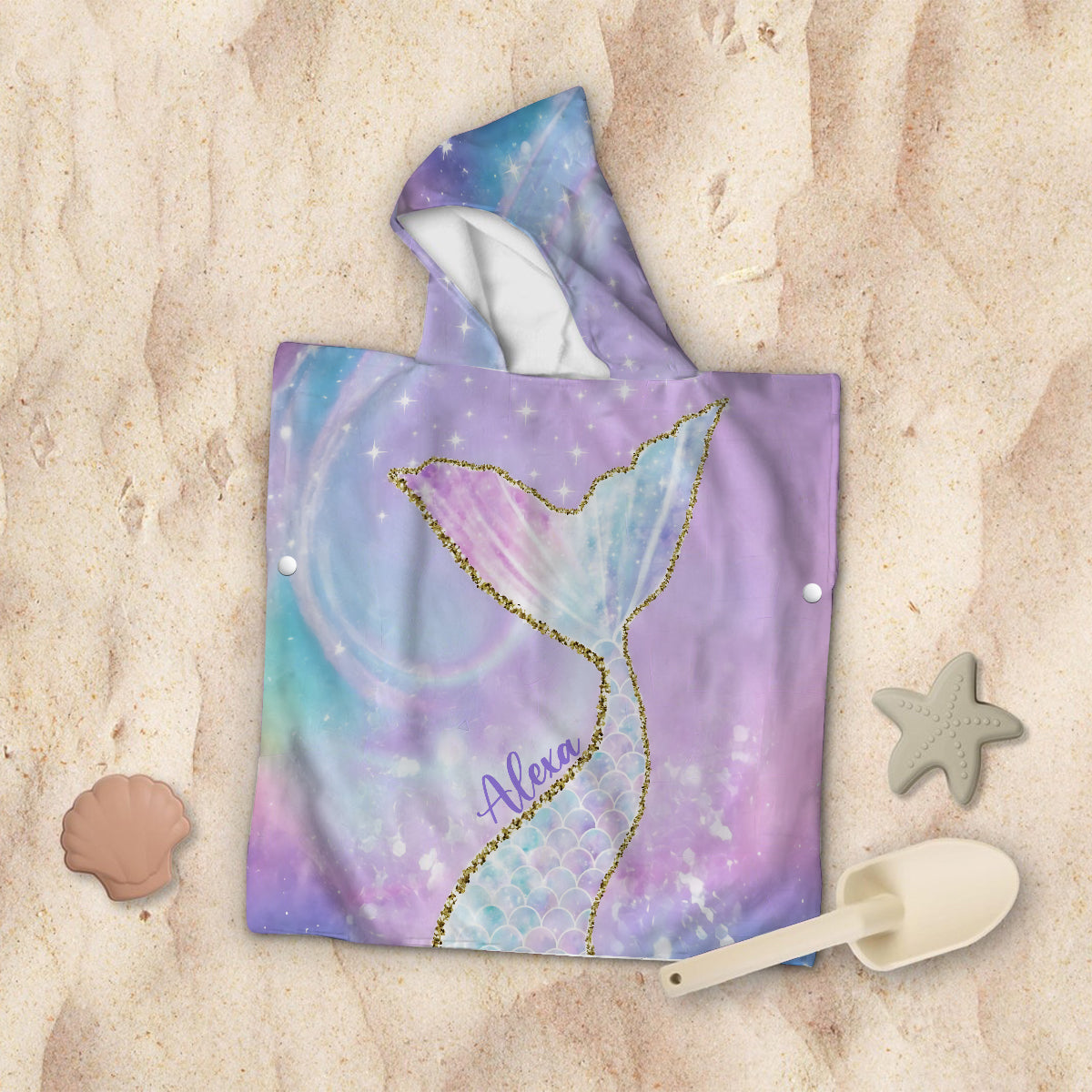 Gift For Girl Kid, Mermaid Loving Kid - Personalized Kid Kid Hooded Towel Poncho