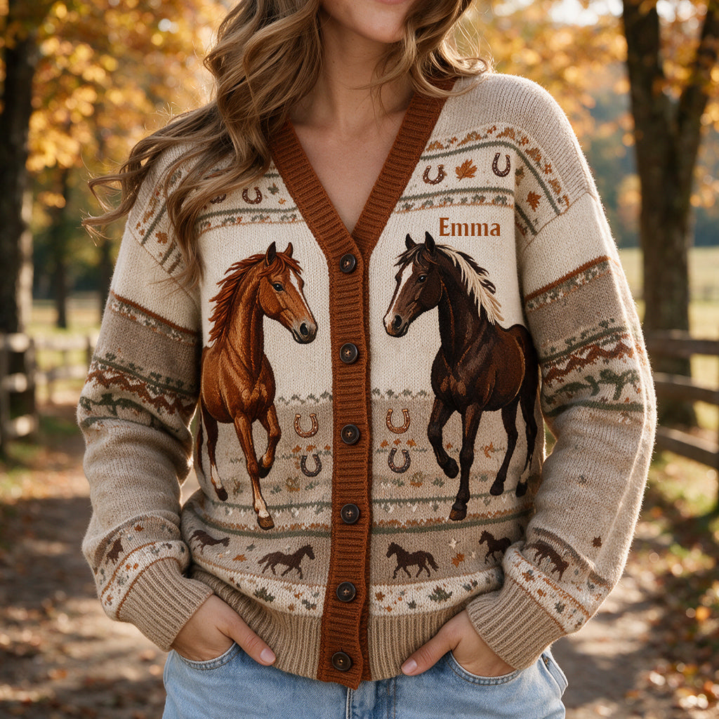 Love Horse - Personalisierter Pferde Cardigan Pullover
