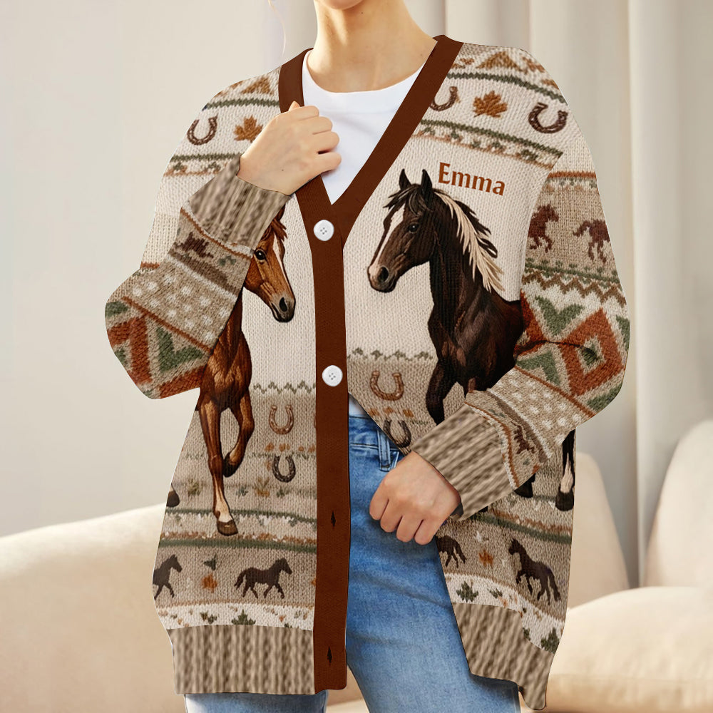 Love Horse - Personalisierter Pferde Cardigan Pullover