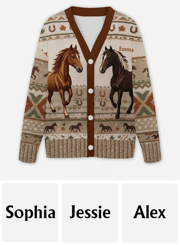 Love Horse - Personalisierter Pferde Cardigan Pullover