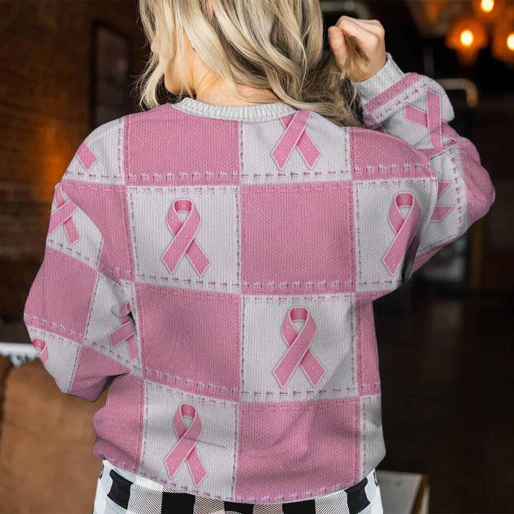 Breast Cancer Awareness Pink Ribbon - Personalized Breast Cancer Awareness Ugly Sweater