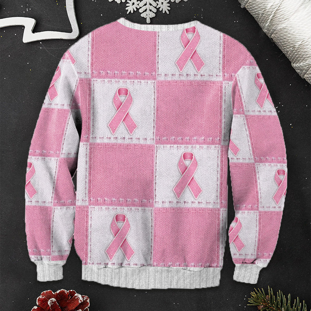 Breast Cancer Awareness Pink Ribbon - Personalized Breast Cancer Awareness Ugly Sweater