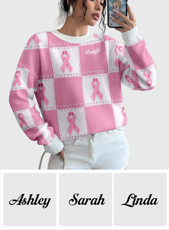 Breast Cancer Awareness Pink Ribbon - Personalized Breast Cancer Awareness Ugly Sweater