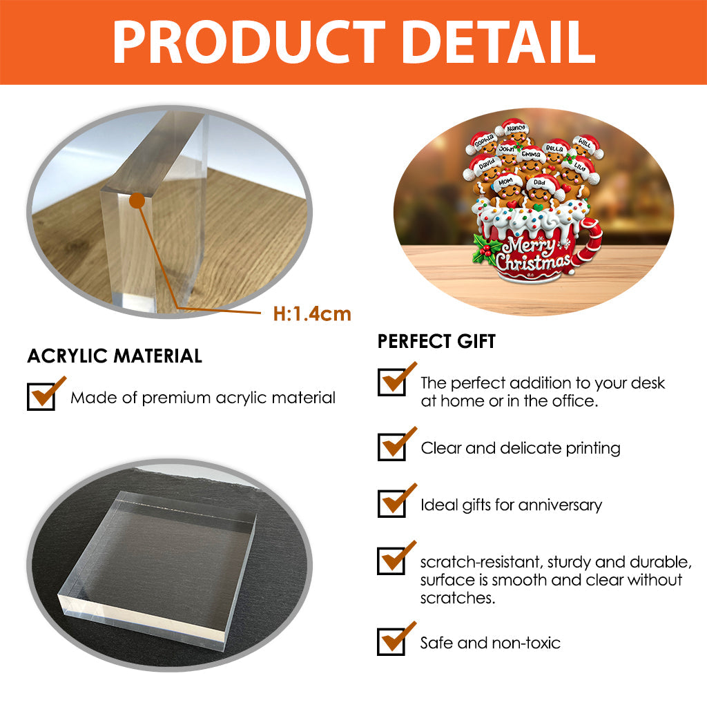 Merry Christmas - Personalized Family Custom Shaped Acrylic Plaque