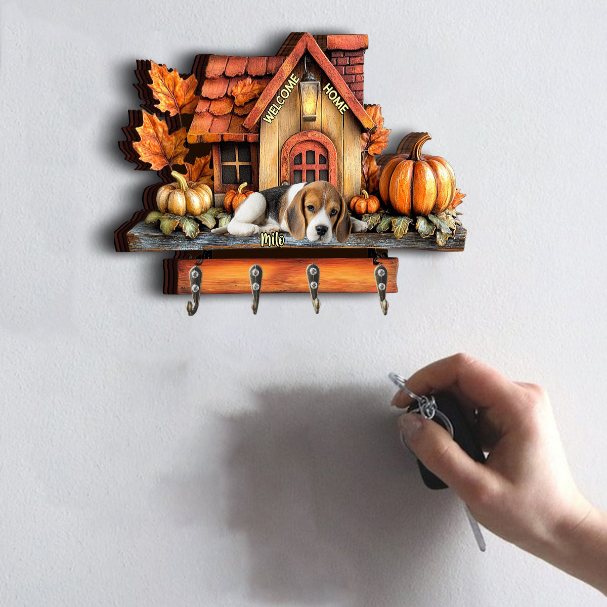 Welcome - Personalized Dog Custom Shaped Hanging Rack