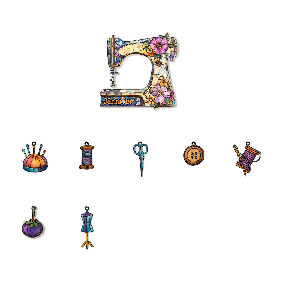 Magnifique machine à coudre - Carillon éolien personnalisé avec breloques