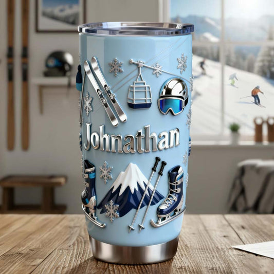 Skifahren macht mich glücklich – personalisierter Ski-Becher