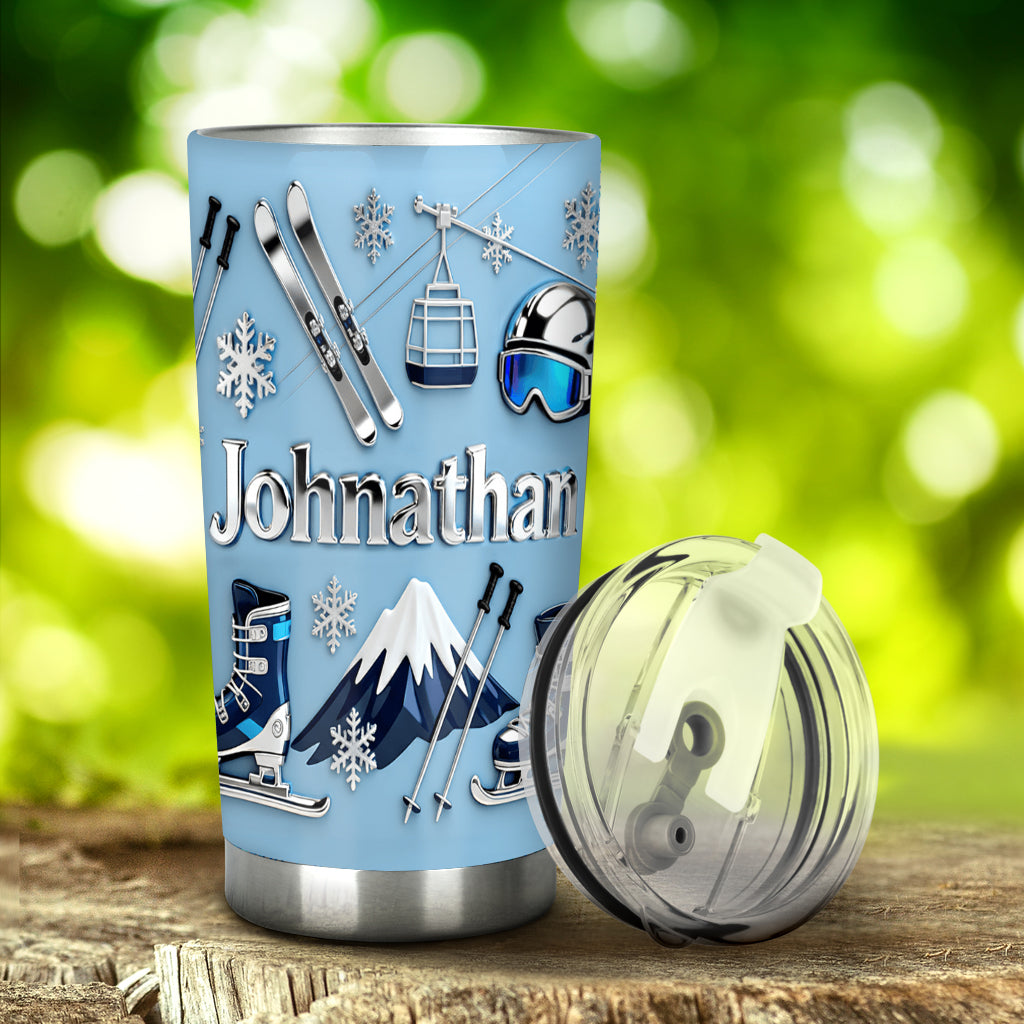 Le ski me rend heureux - Gobelet isotherme de ski personnalisé