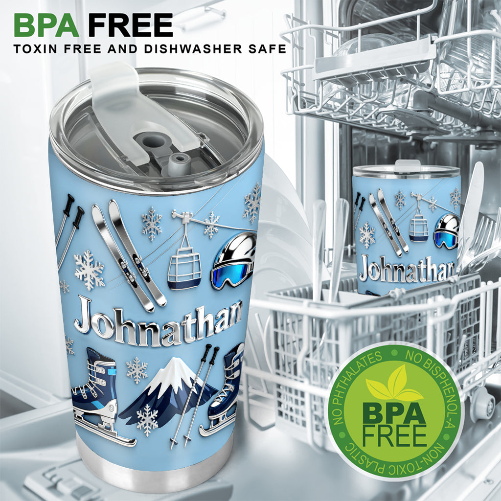 Le ski me rend heureux - Gobelet isotherme de ski personnalisé