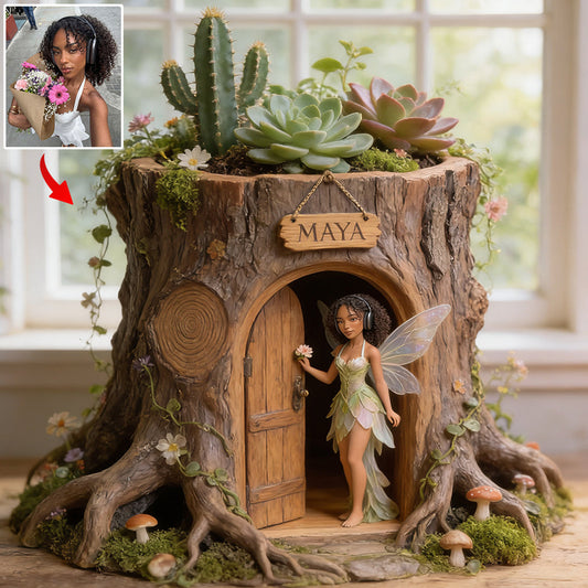 Fée du jardin personnalisée avec sa fleur préférée - Pot de jardinage en acrylique personnalisé