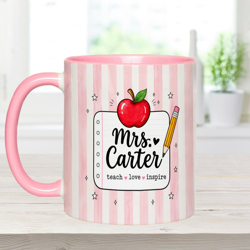 Back To School, Teacher Gift Idea - Personalized Teacher Accent Mug