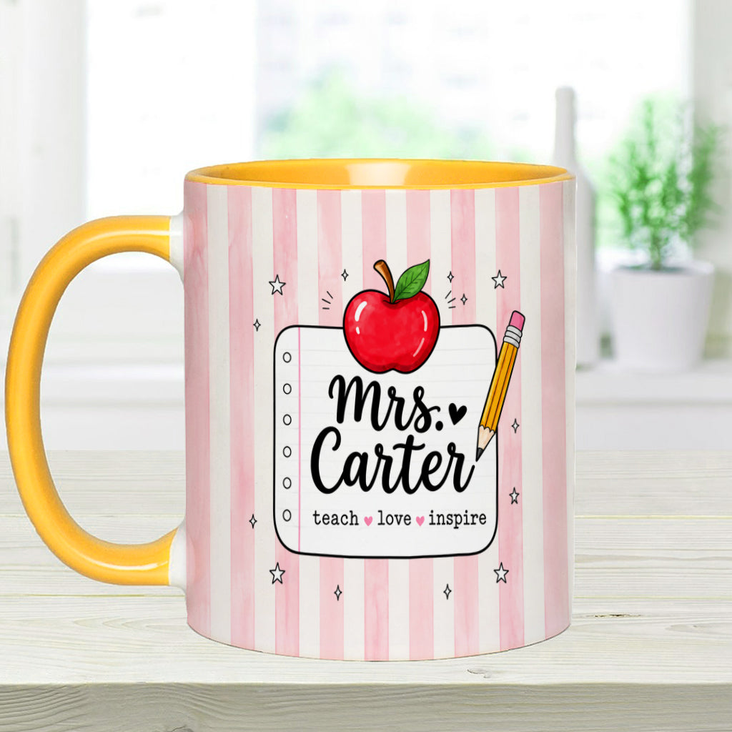 Back To School, Teacher Gift Idea - Personalized Teacher Accent Mug