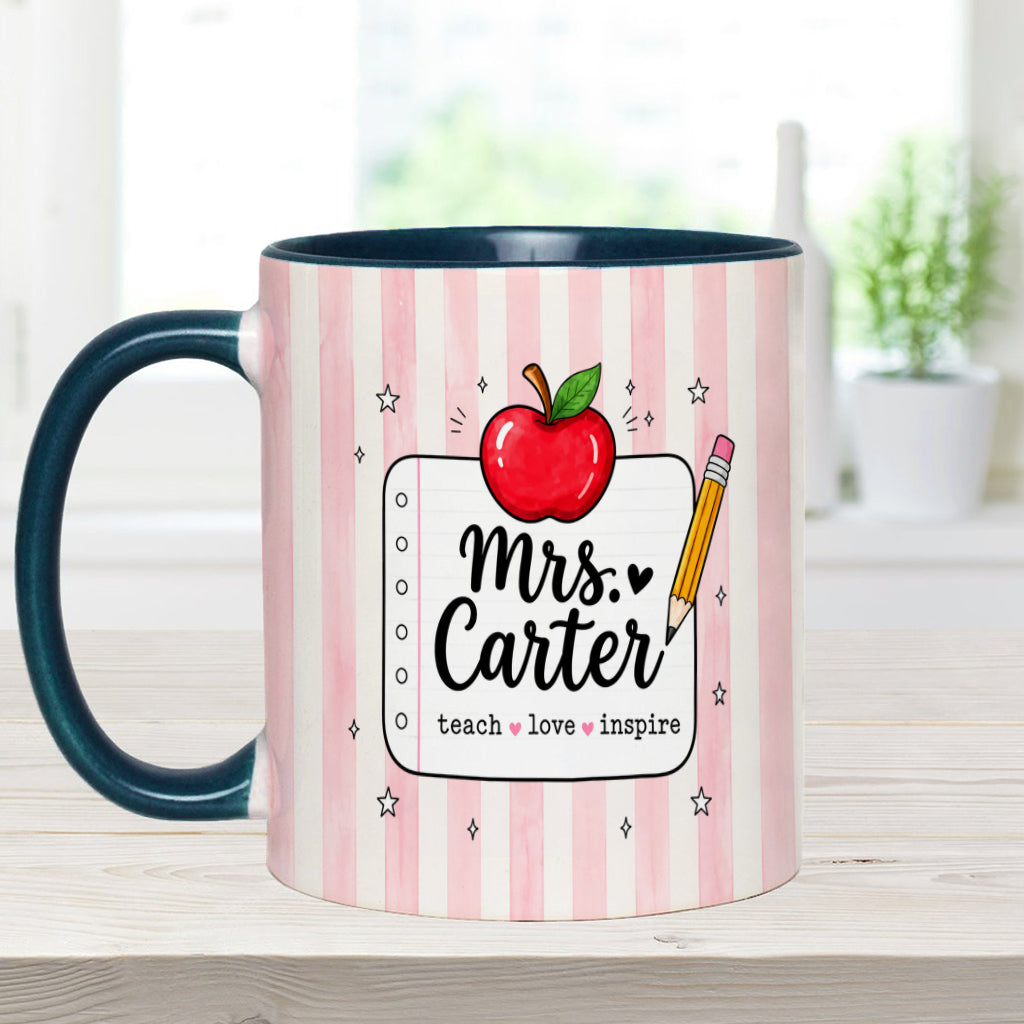 Back To School, Teacher Gift Idea - Personalized Teacher Accent Mug