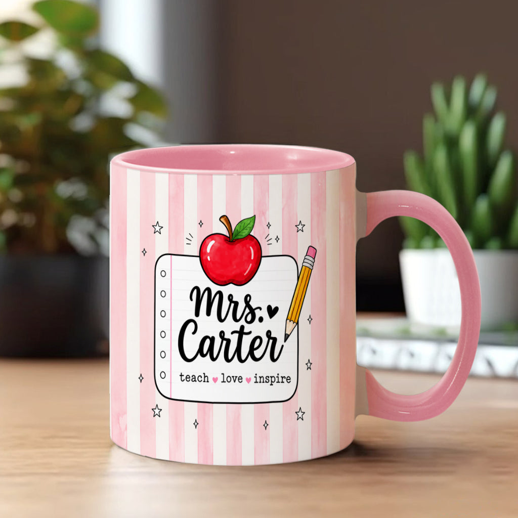 Back To School, Teacher Gift Idea - Personalized Teacher Accent Mug