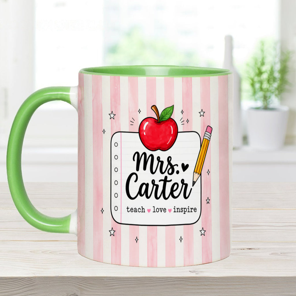 Back To School, Teacher Gift Idea - Personalized Teacher Accent Mug