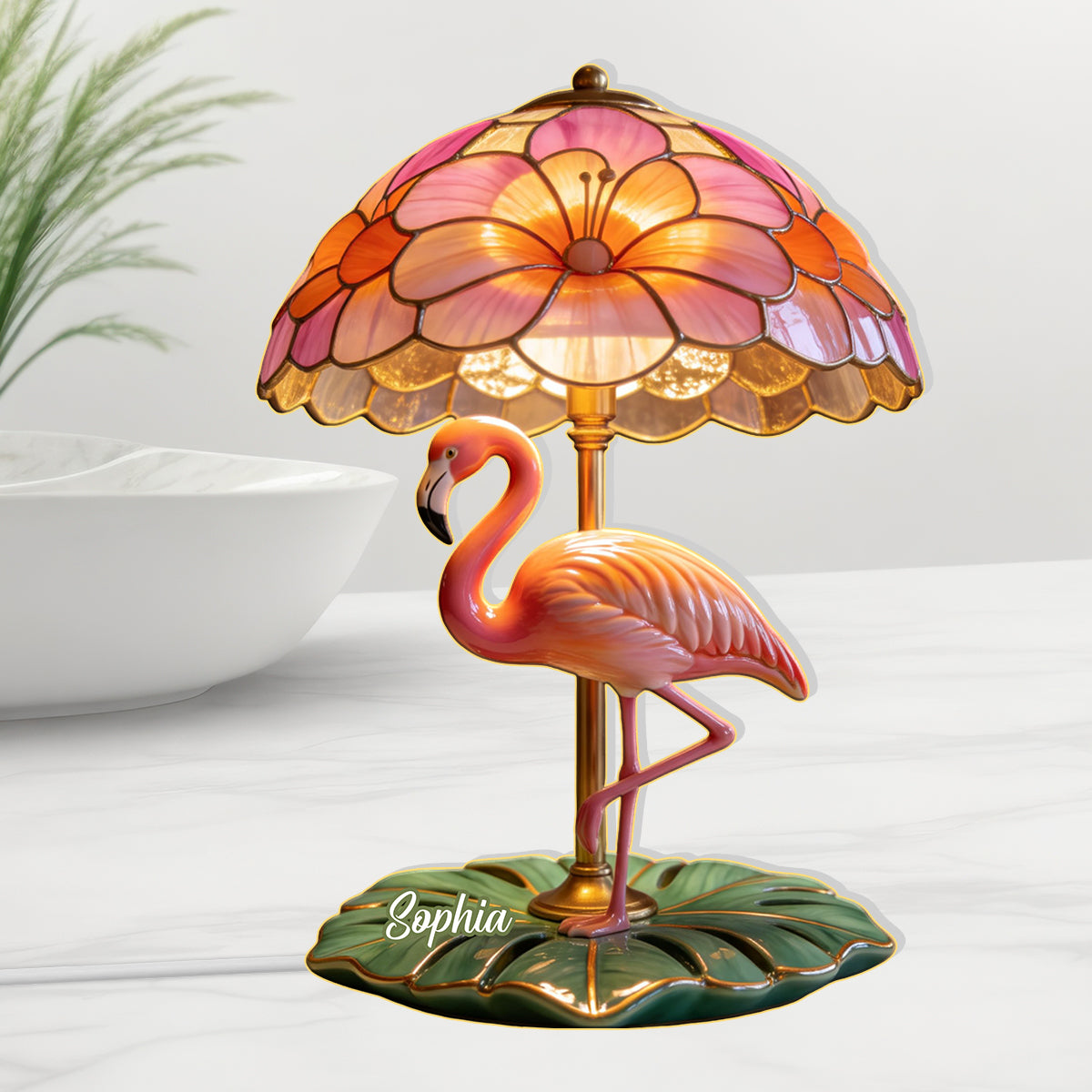 Loves Flamingo - Personalized Flamingo Acrylic LED Night Light