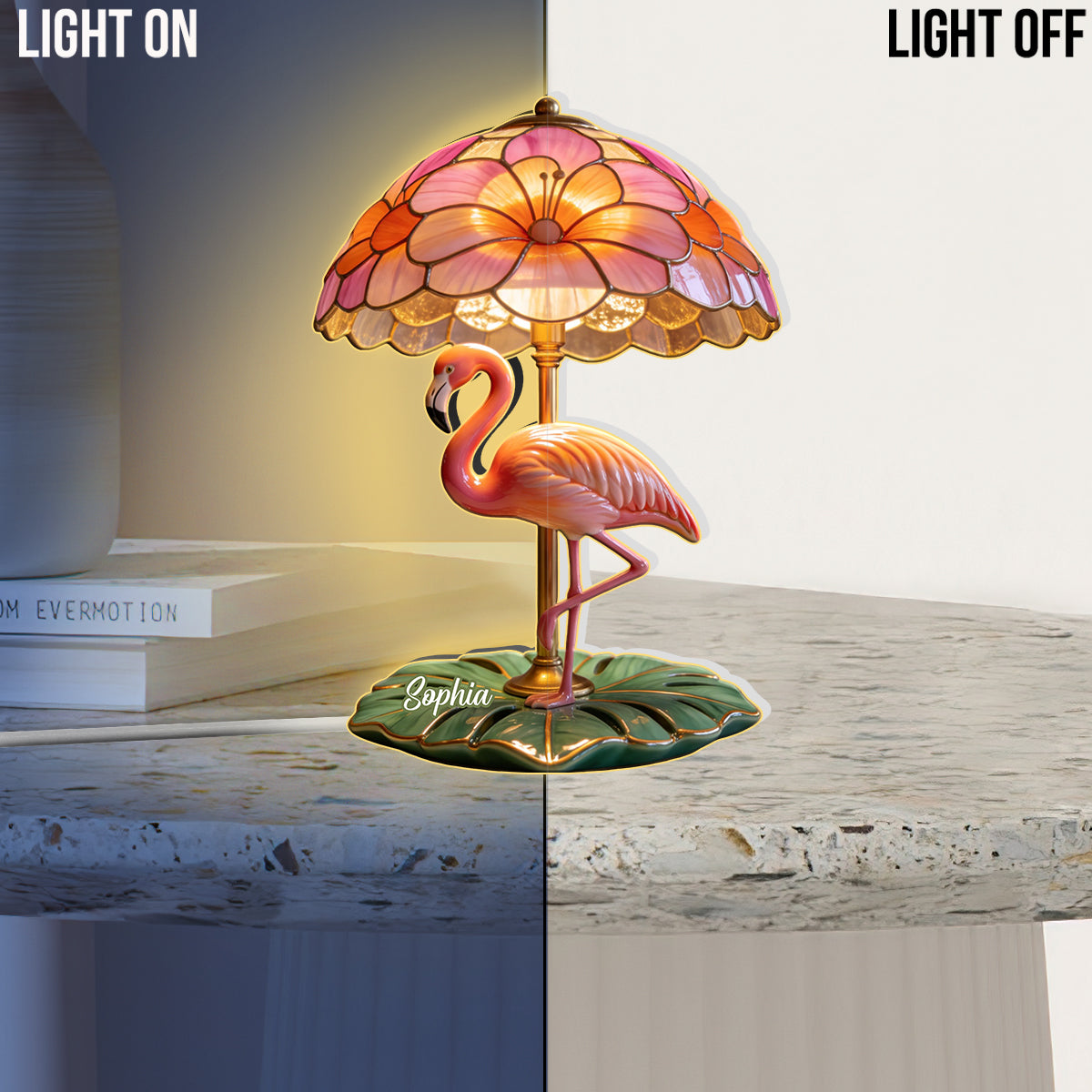 Loves Flamingo - Personalized Flamingo Acrylic LED Night Light