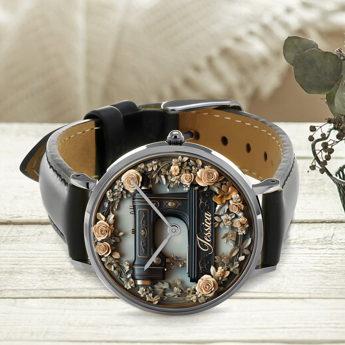 Vintage Sewing Machine - Personalized Sewing Hand Watch