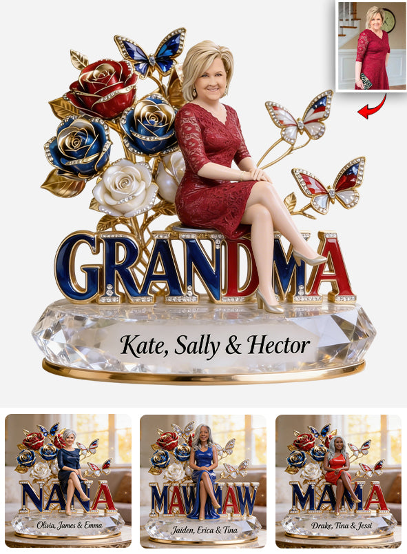 Custom Any Photo American Mom/Grandma - Personalized Mother Custom Shaped Acrylic Plaque