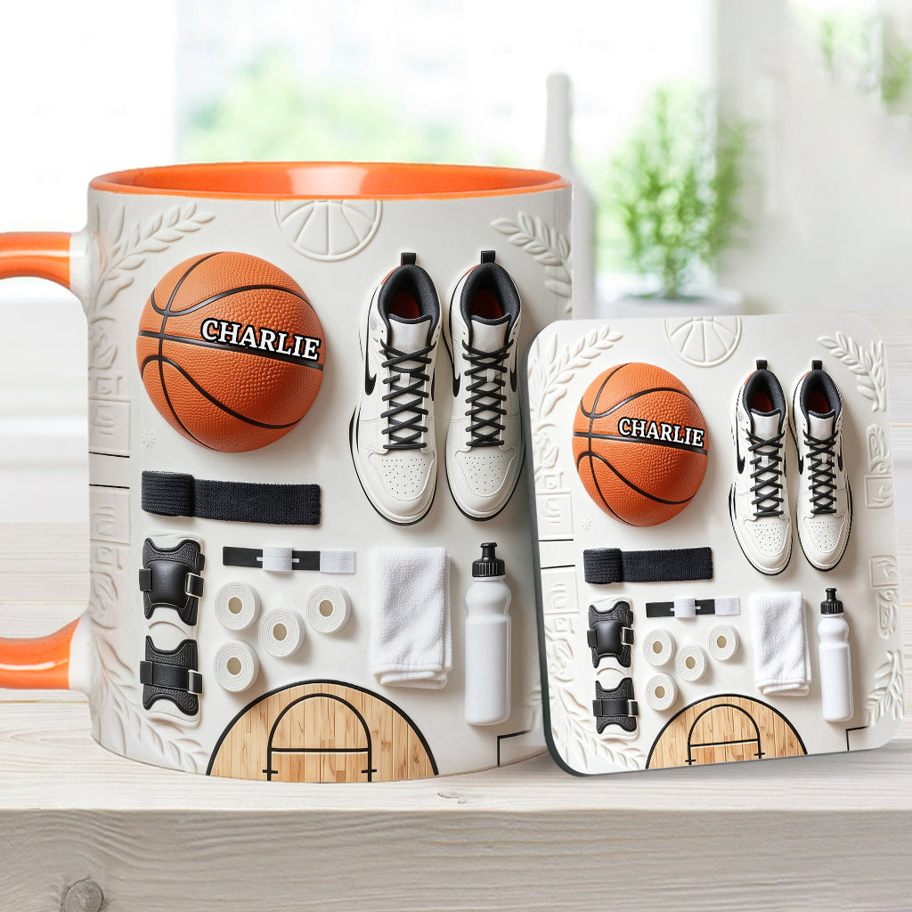Love Basketball - Personalized Basketball Accent Mug & Coaster