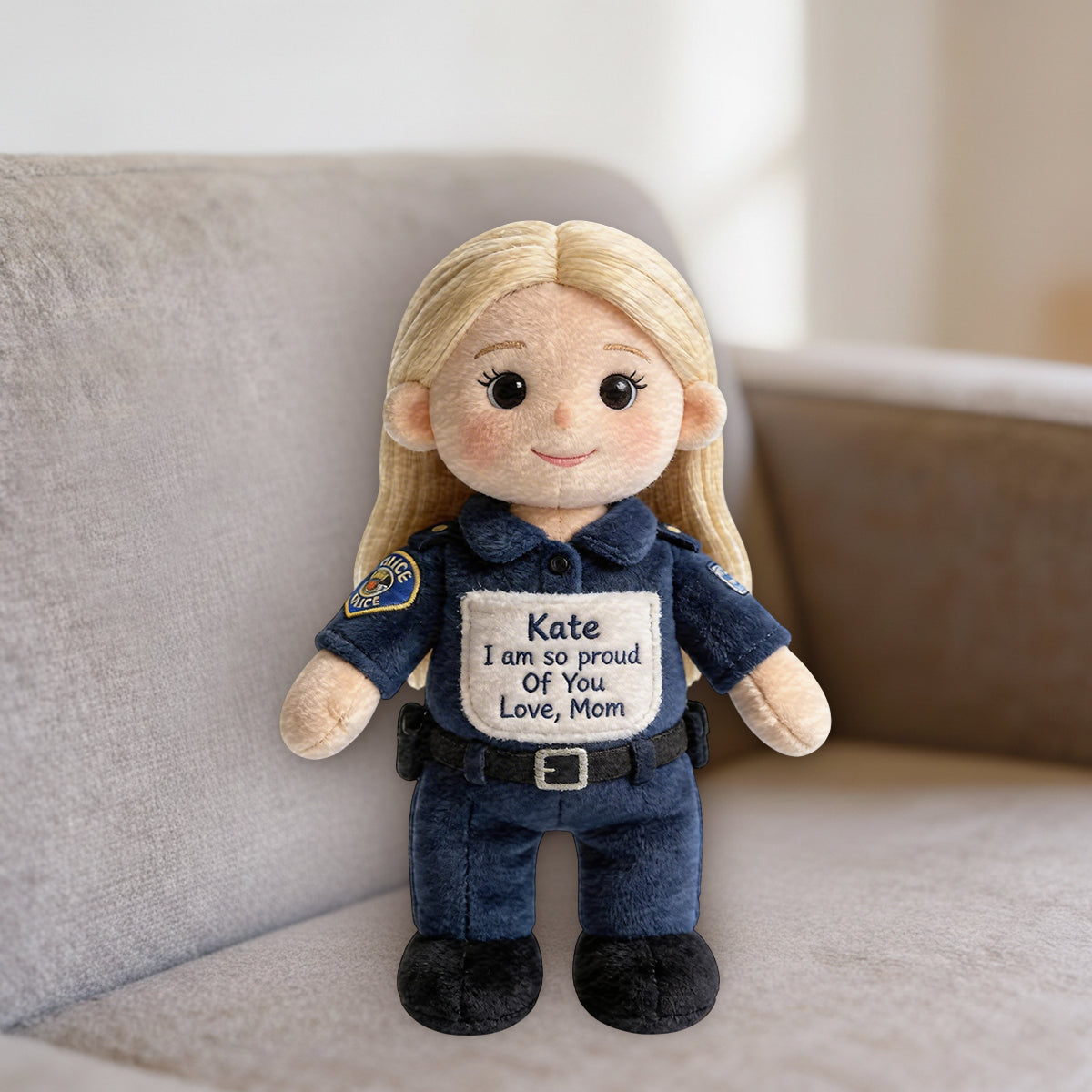 I'm So Proud Of You - Personalized Police Officer Premium Faux Fur Pillow