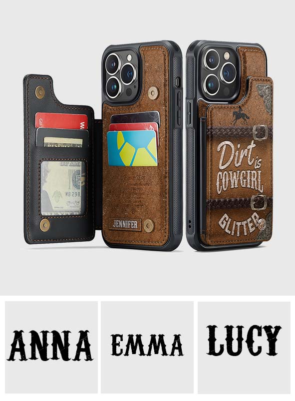 La saleté est pailletée comme une cowgirl - Étui portefeuille de téléphone personnalisé avec motif cowgirl et imprimé intégral
