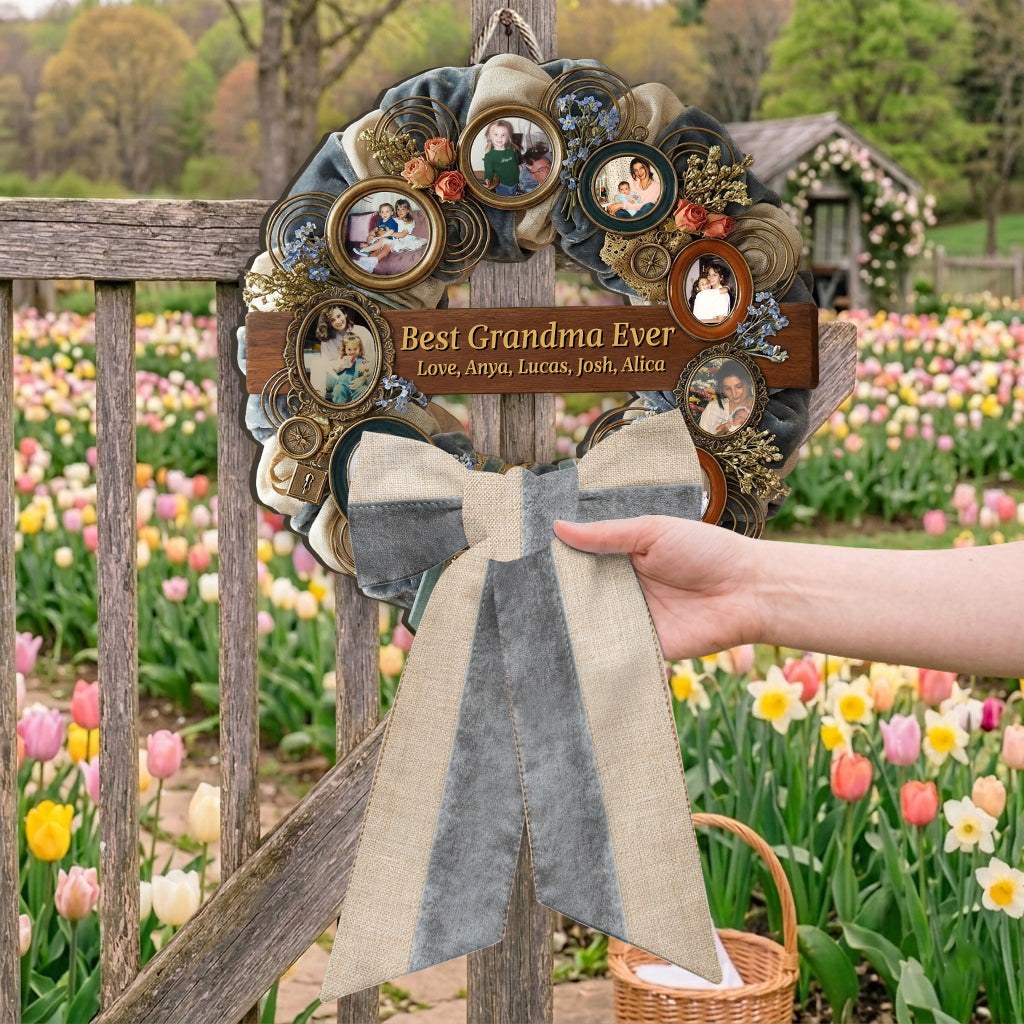 We Love You, Grandma - Personalized Grandma Shaped Wood Sign With Sash