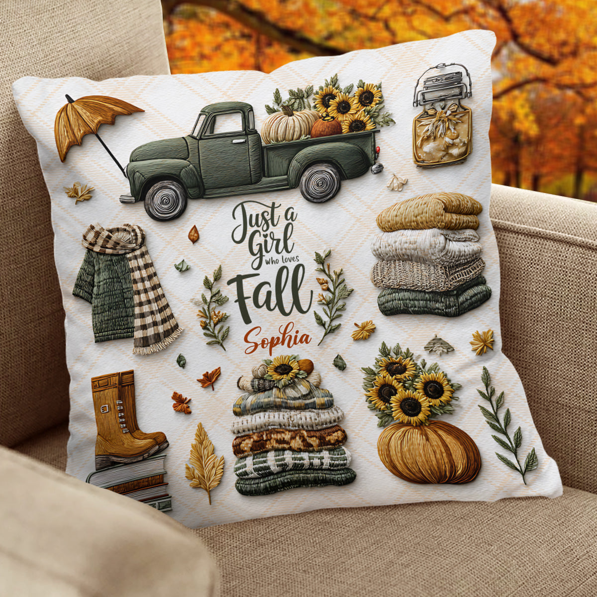 Just A Girl Who Loves Fall - Personalized Autumn Throw Pillow