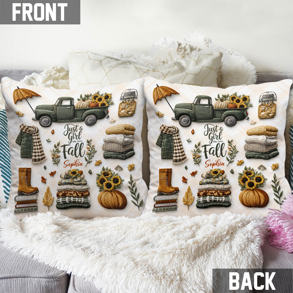 Just A Girl Who Loves Fall - Personalized Autumn Throw Pillow